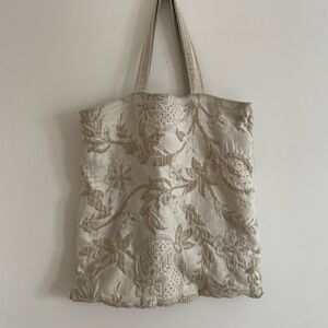 Vintage Floral Beige Tote Bag